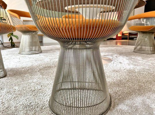 photo for sale Nickel Plated Armchairs By Warren Platner For Knoll Inc / Knoll International With Hallingdal Upholstery From Kvadrat, 1960s, Set Of 6
