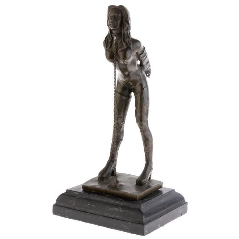 Erotic Patinated Bronze Sculpture On Marble Base