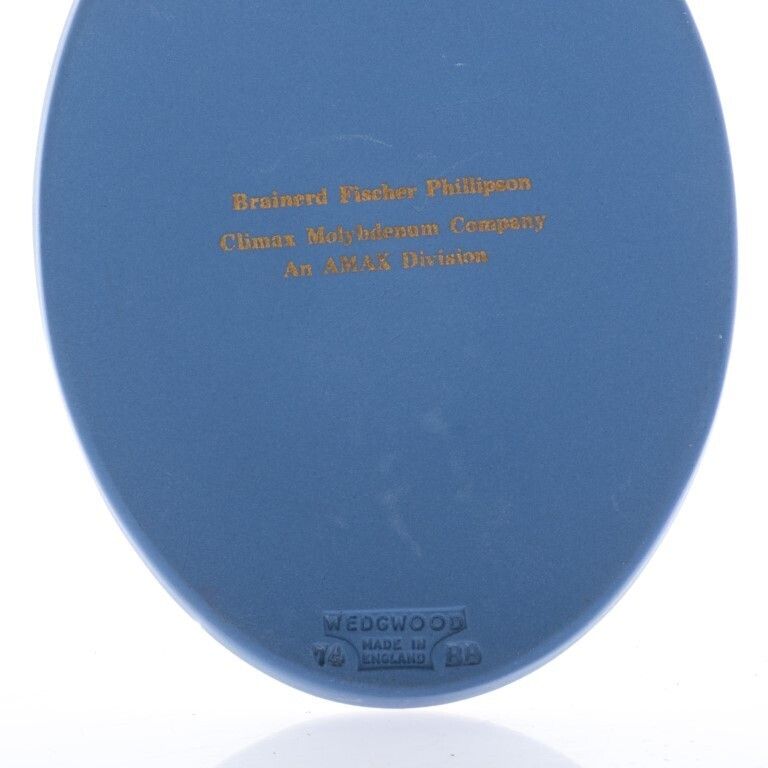 Wedgwood Blue Jasperware Ceramic Porcelain Brainerd Fischer Phillipson Portrait Medallion Laurel Leaf Plaque photo 115.0