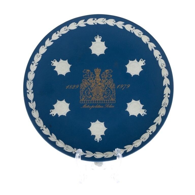 Wedgwood Portland Blue Jasperware Ceramic Porcelain Plate For The Metropolitan Police
