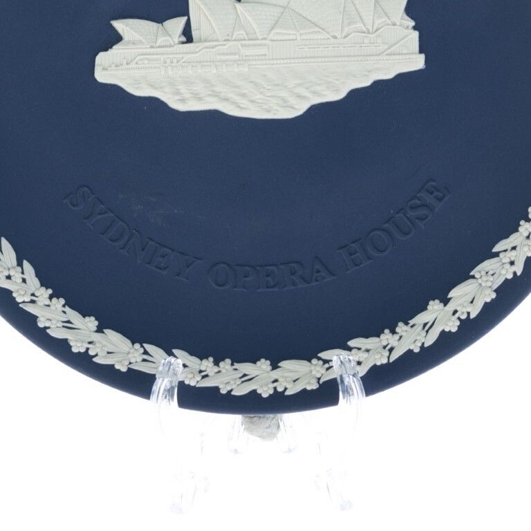 Wedgwood Portland Blue Jasperware Ceramic Porcelain Bas Relief Plate Sydney Opera House photo for sale