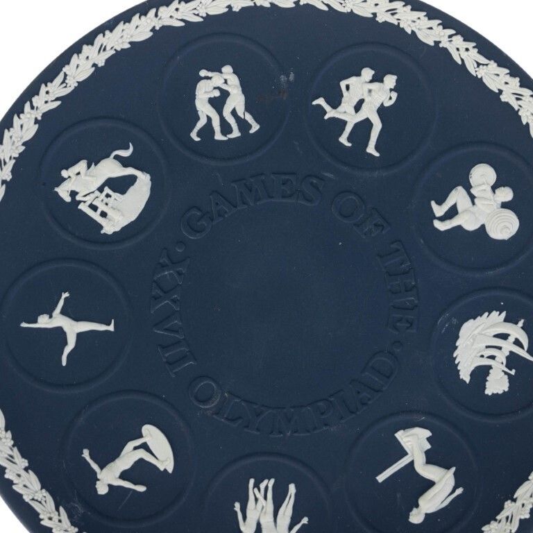 Wedgwood Portland Blue Jasperware Ceramic Porcelain Plate 1976 Montreal Olympics photo furniture