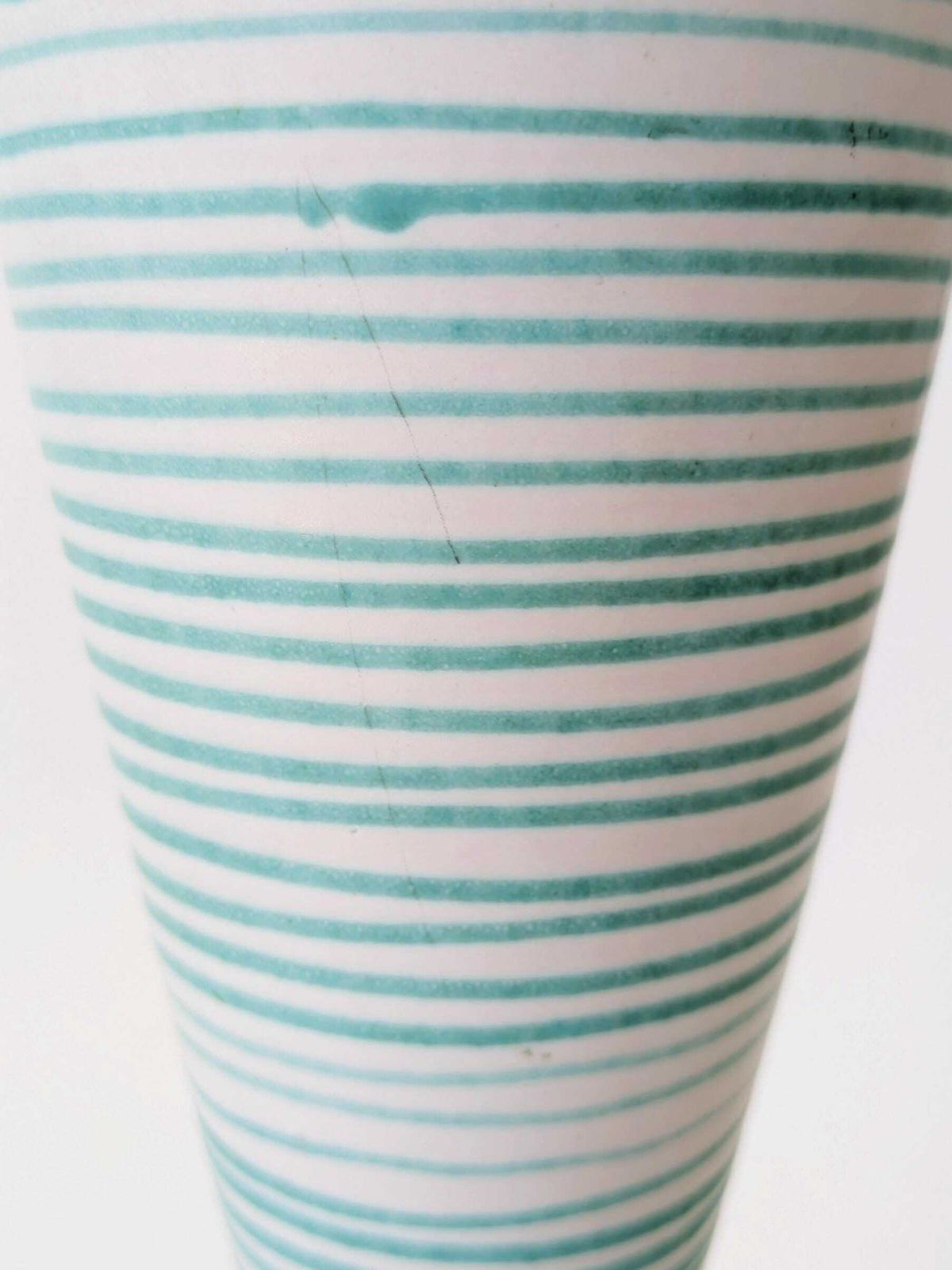 Vintage Scheurich Diabolo Vaas 639 36, Mid Century West Duits Aardewerk, Turquoise Gestreept Glazuur, 36,5 Cm photo vintage