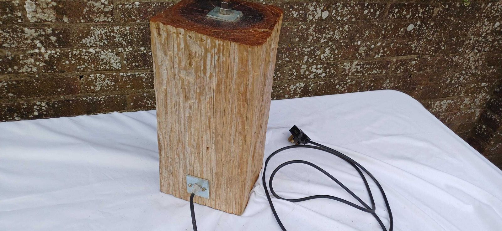 Vast Rustic Reclaimed Wood Log Table Lamp Natural Driftwood Timber Lamp Base With Cracks And Grain Industrial Style Pat Tested Working 15 Kg photo buy