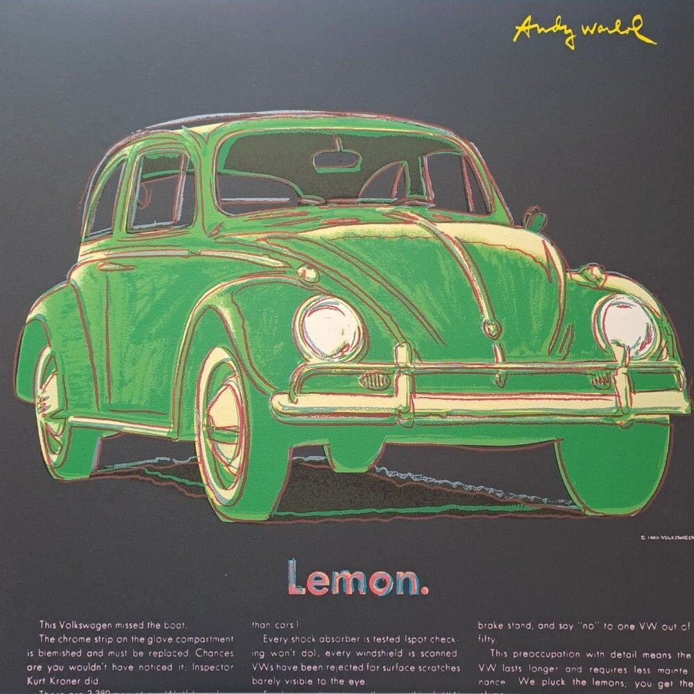 1980s Andy Warhol Signed Limited Edition Lithograph Volkswagen Lemon