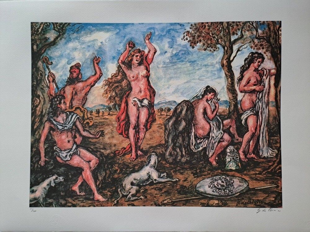 Giorgio De Chirico Signed Iliad, Vestals And Warriors At Rest Certificate photo for sale