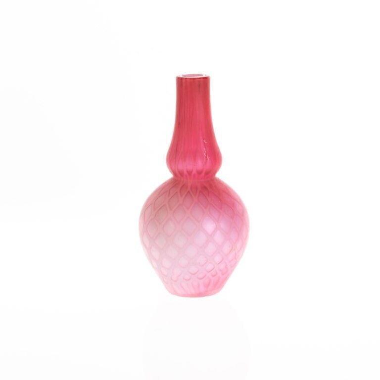 Antique Victorian Diamond Quilted Satin Glass Double Gourd Vase By Mt. Washington 19th Century photo Home Decor