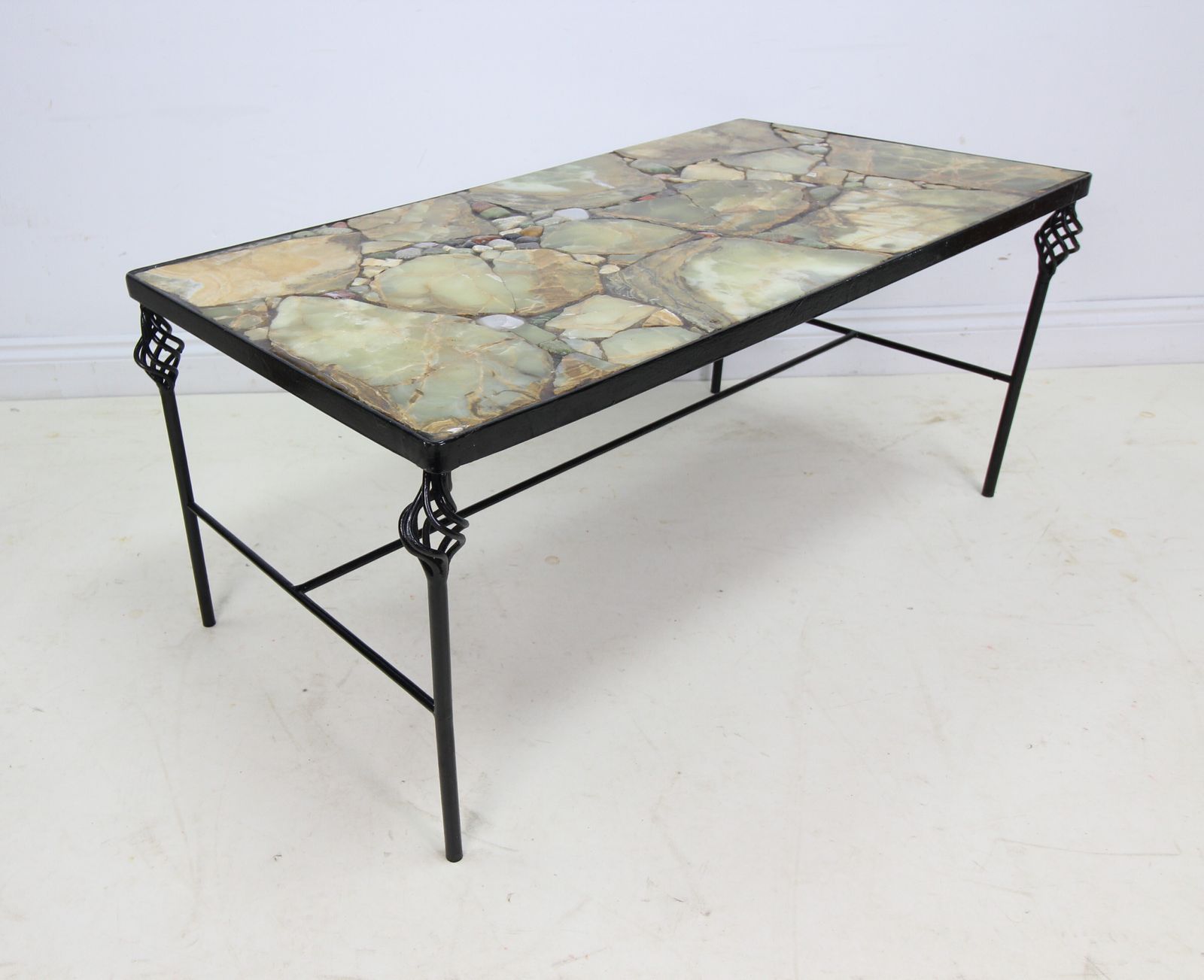 Attractive Stone Top Coffee Table On Metal Feet   Unusual photo furniture