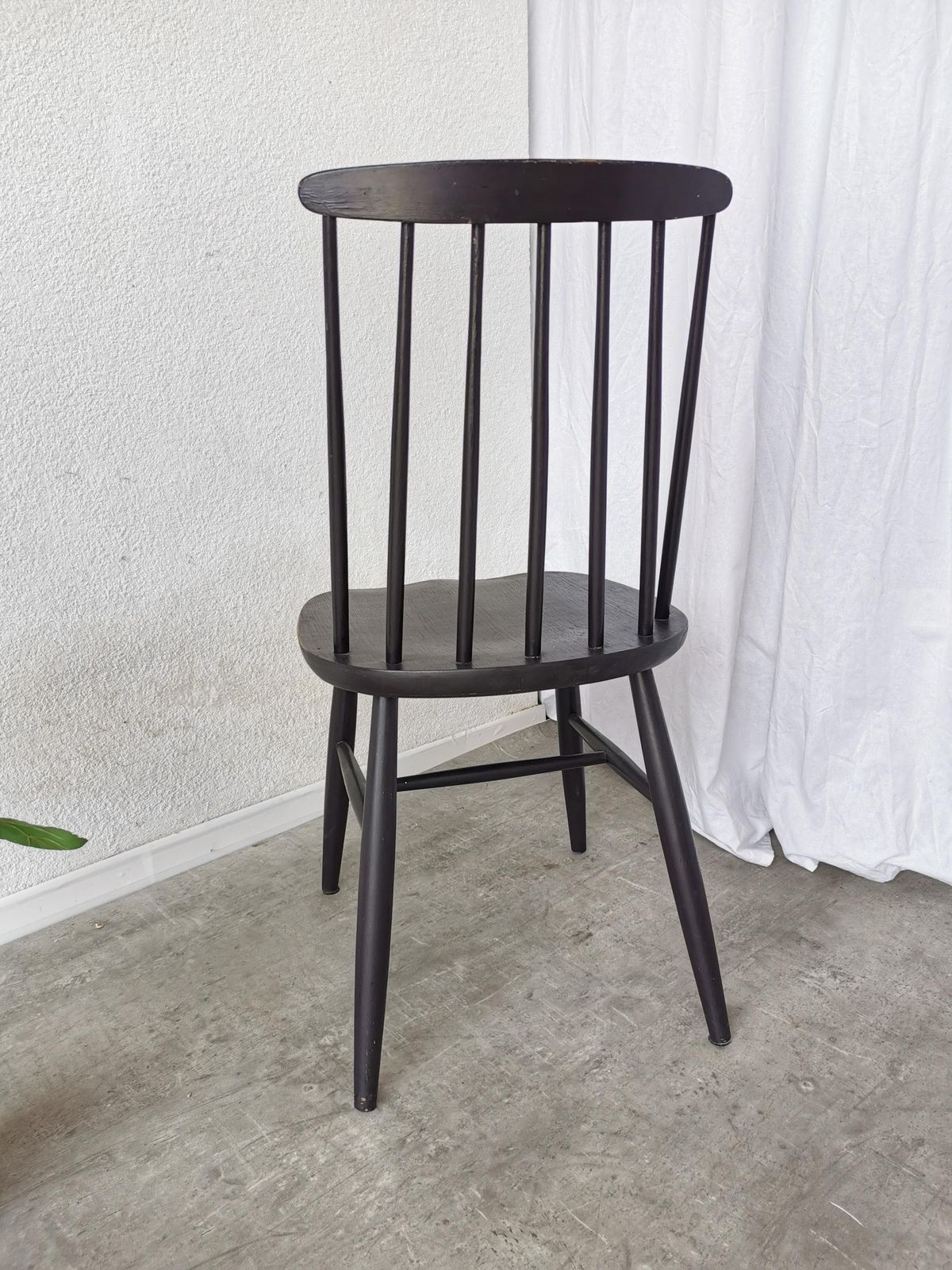 Vintage Wooden Black Dining Chair In Ilmari Tapiovaara Style / Stol Kamnik 1960s / Mid Century Black Dine Chair / Scandinavian Design photo furniture