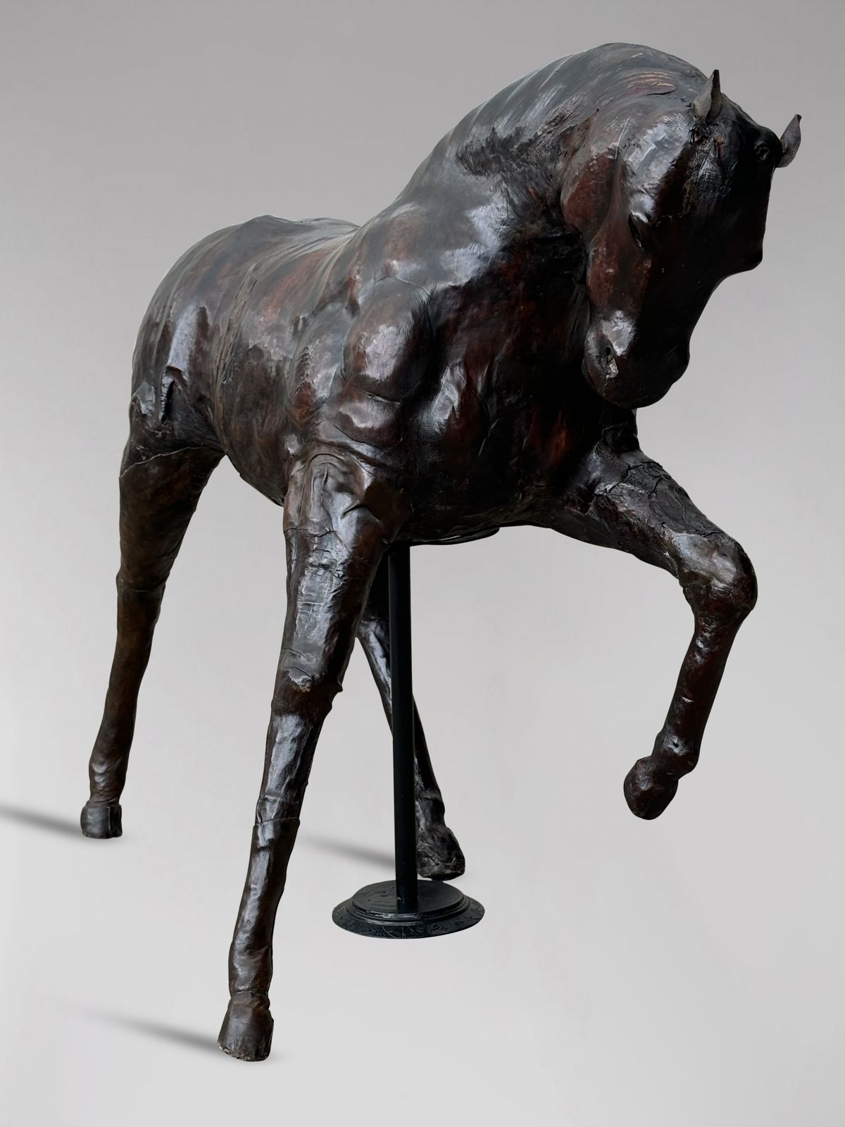 Large Leather Model Of A Horse Stamped By Liberty & Co London, C.1930 photo for sale