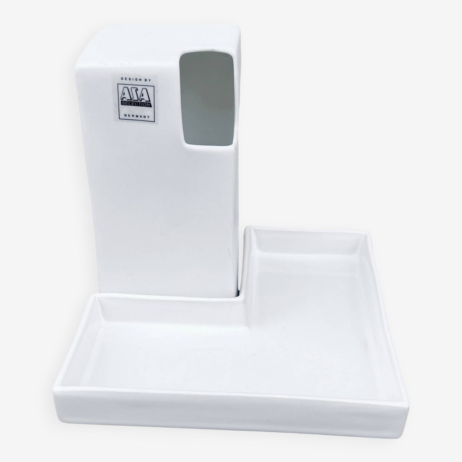 Minimalist White Vase + Stand Asa, Germany, 1980s.