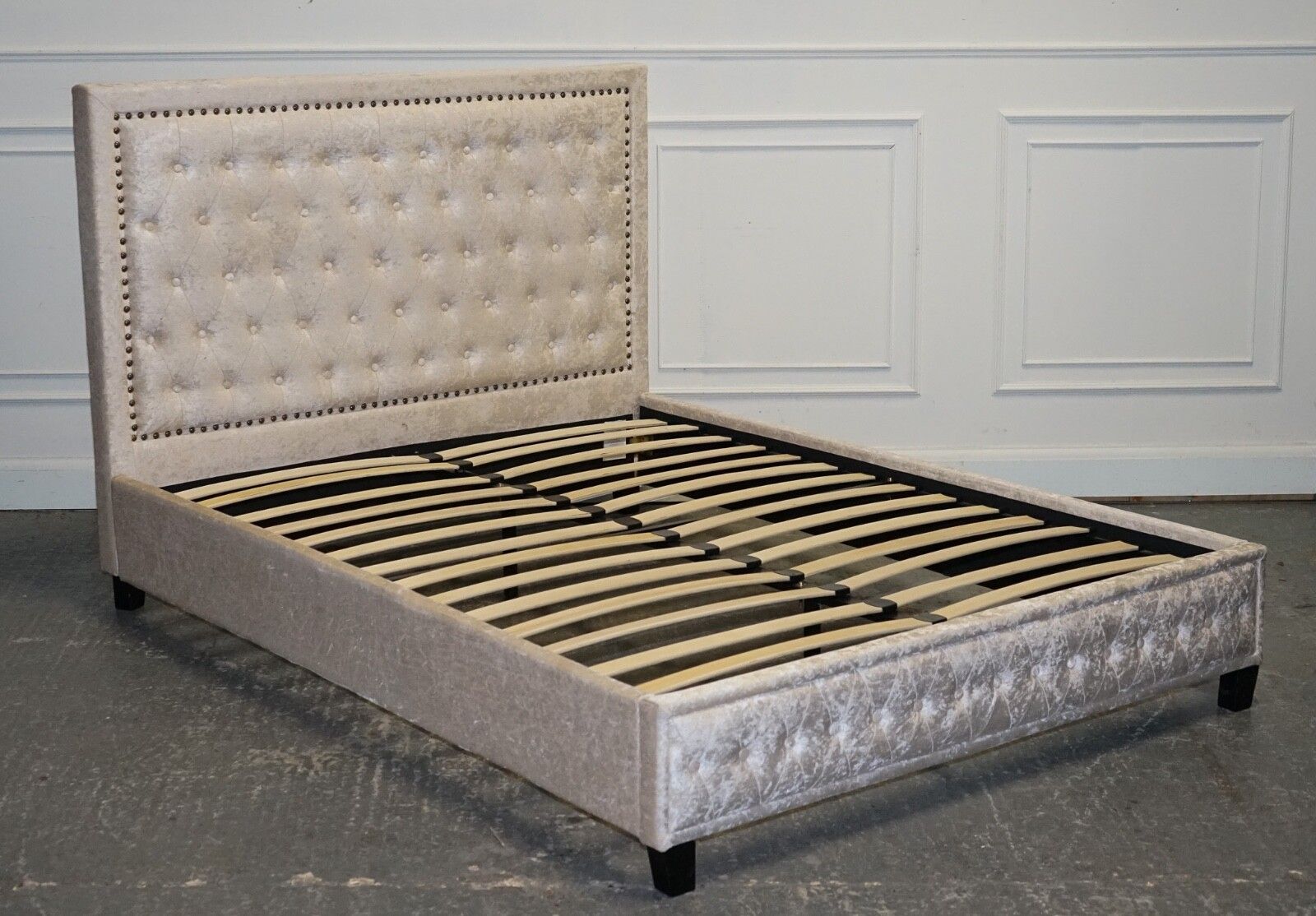 Beautiful Baby Pink Velvet Double Bed Frame photo furniture