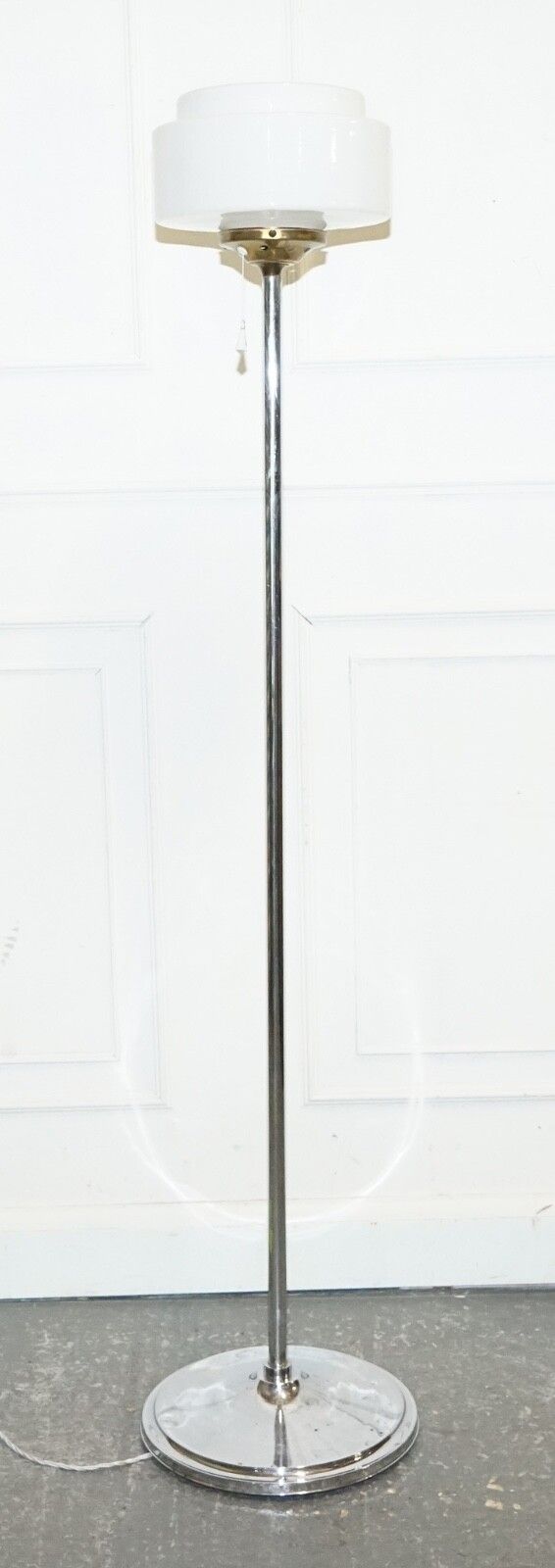 Circa 1930's Art Deco Floor Lamp With White Glass Shade photo furniture