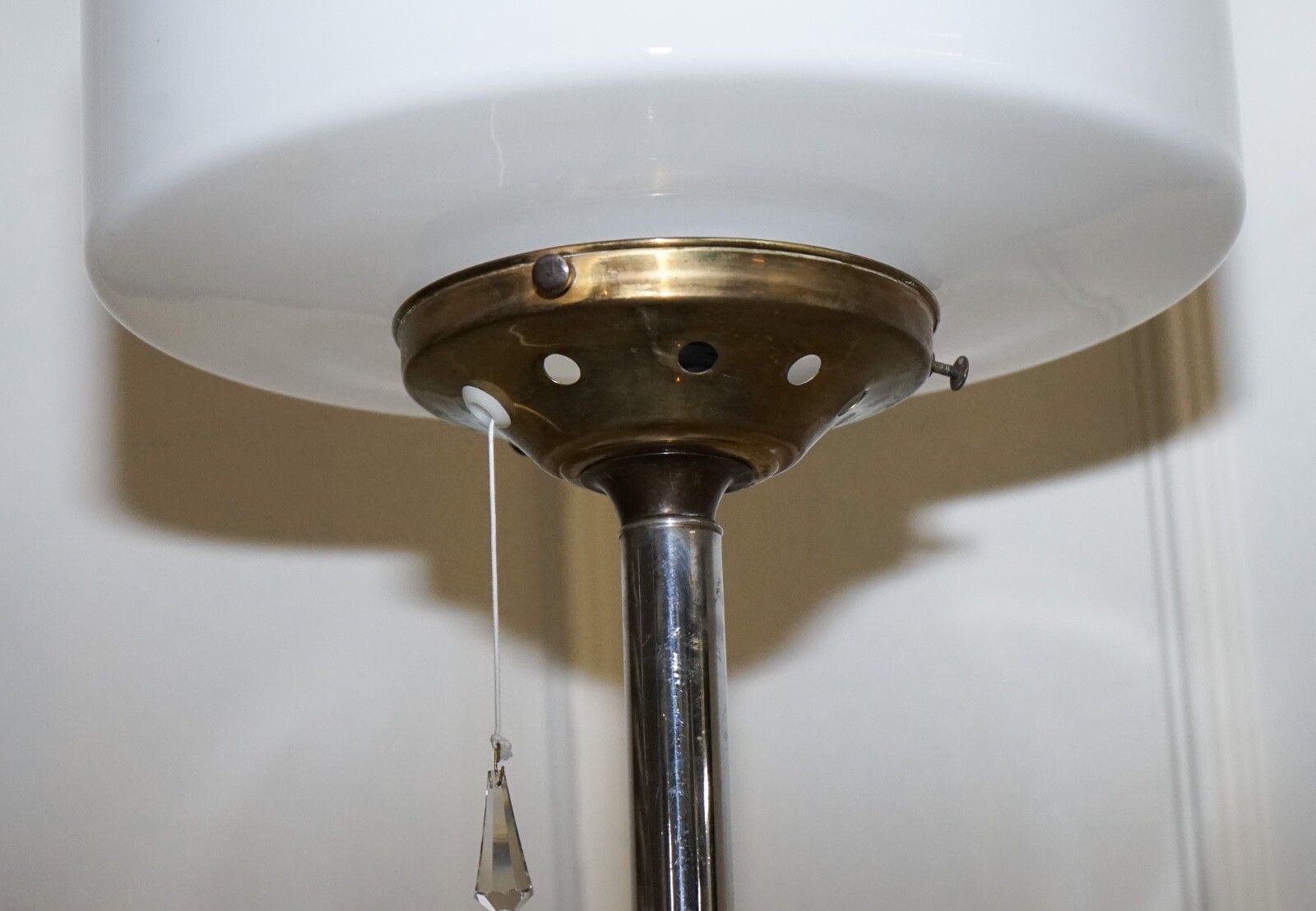 Circa 1930's Art Deco Floor Lamp With White Glass Shade photo vinterior