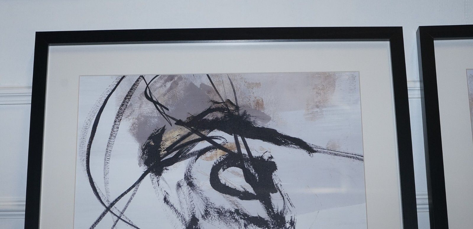 Pair Of Modern Art Charcoal Style Wall Paintings  Black Frame 2/2 photo 350.0