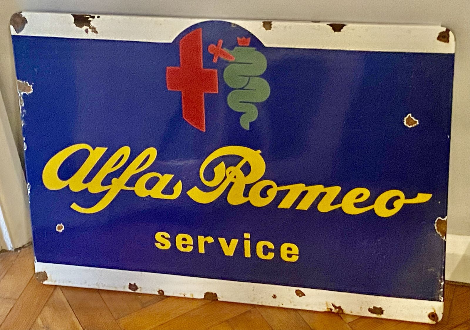 photo for sale Large Alfa Romeo Enamel Metal Dealership Service Sign Garage Signage Auto Showroom Art Stelvio Giulia Quadrifoglio Alfa 33 156 147 Giulietta