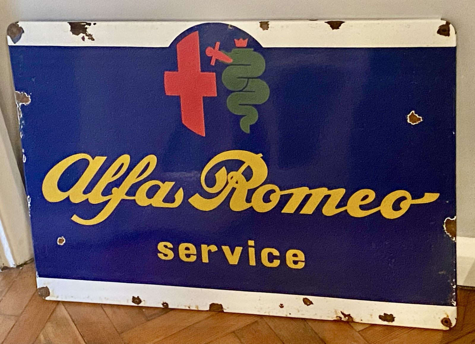 Large Alfa Romeo Enamel Metal Dealership Service Sign Garage Signage Auto Showroom Art Stelvio Giulia Quadrifoglio Alfa 33 156 147 Giulietta photo buy