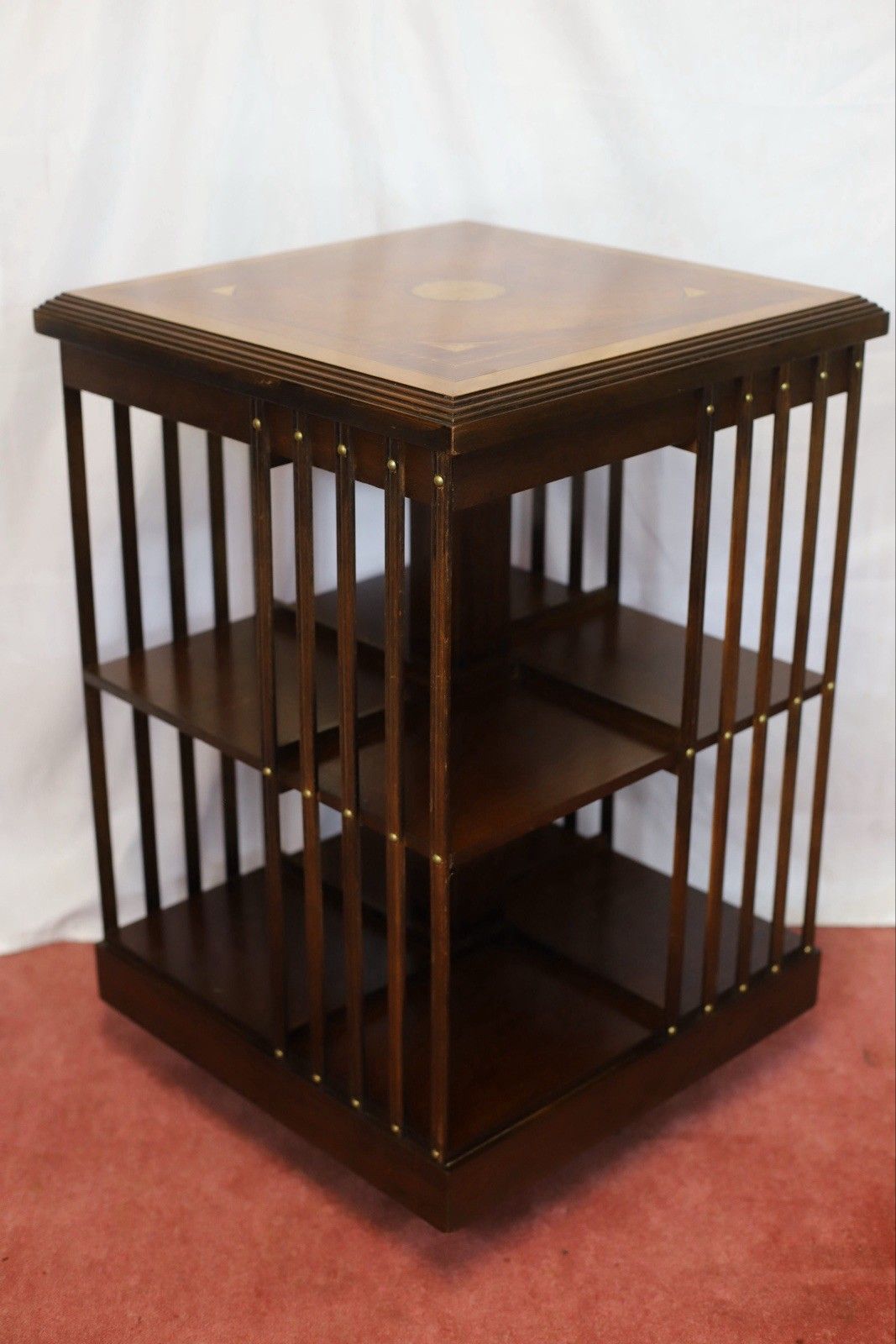 Lovely Edwardian Mahogany Inlaid Revolving Bookcase photo vintage