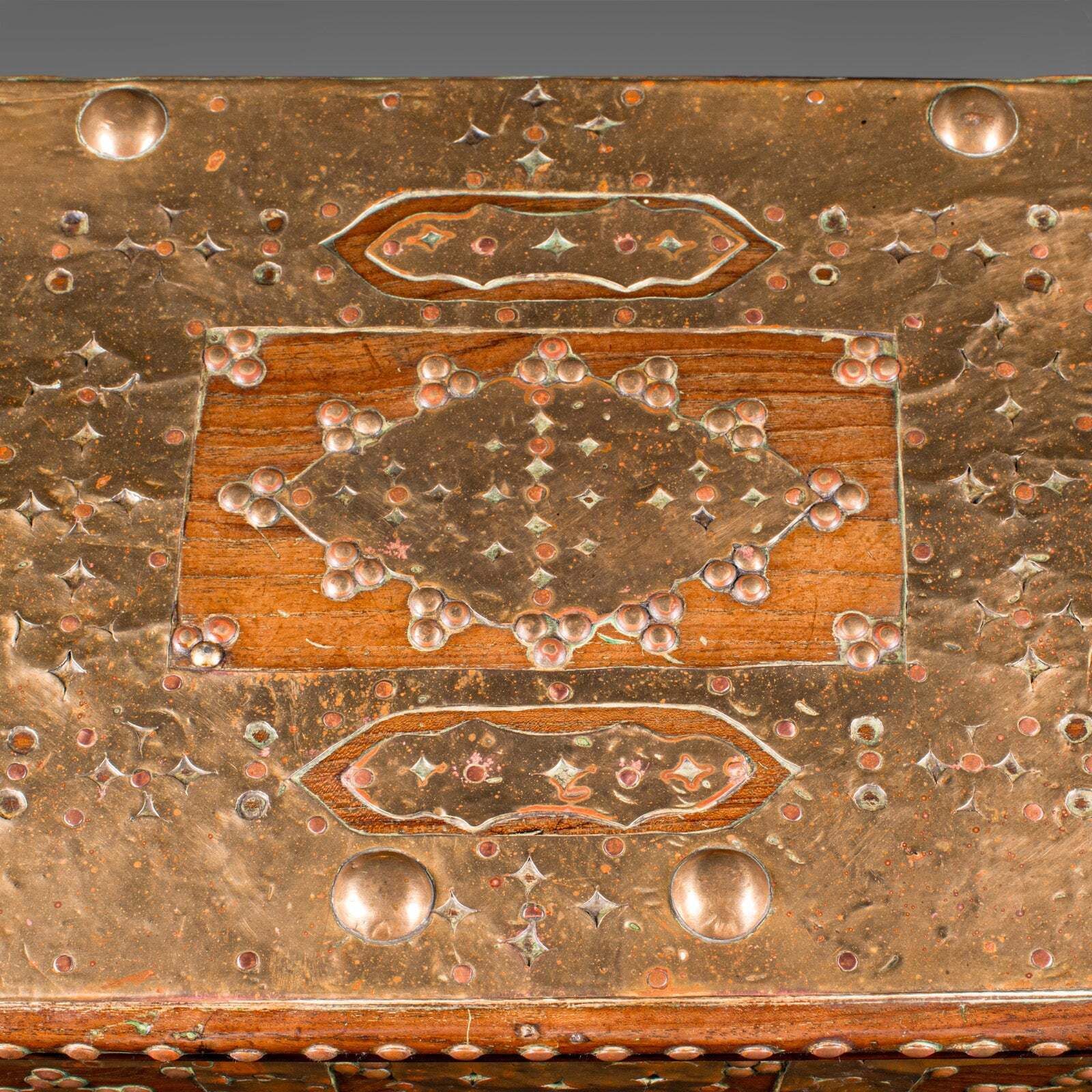 photo furniture Small Antique Zanzibar Chest, East African Teak, Brass, Travel Trunk, Victorian