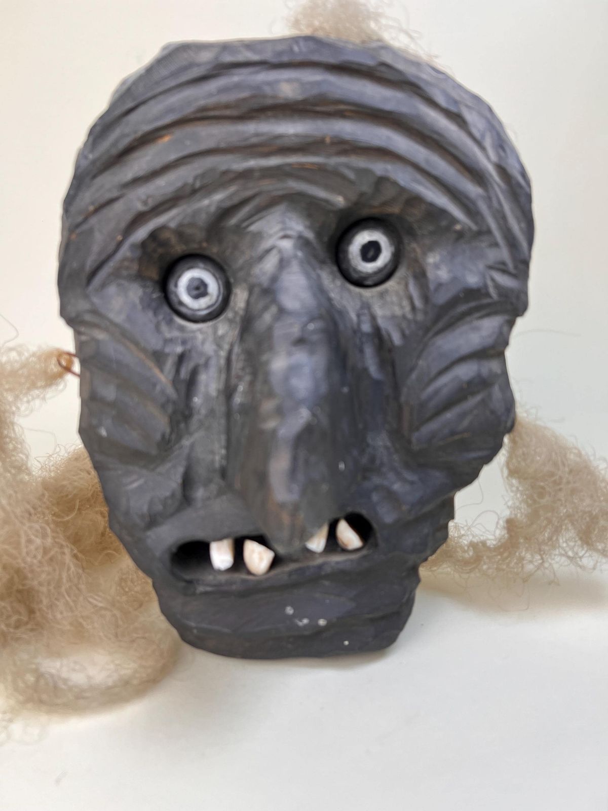 Hand Carved Swiss Traditional Mask   Vintage Alpine Folk Art   Unique Man Cave Decor