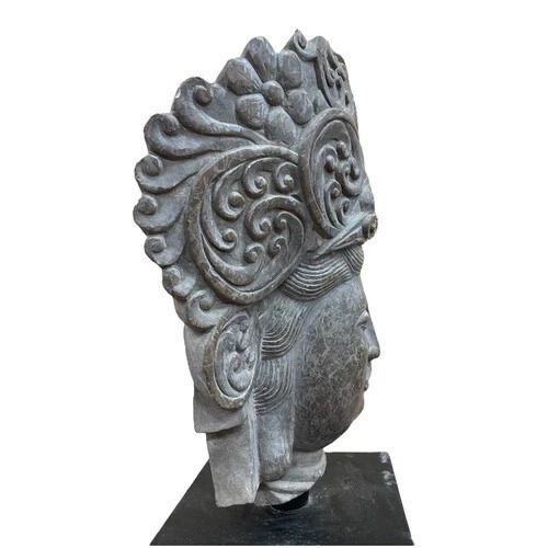 Rare Ancient Huge South Asia Carved Limestone Head Of Guanyin Bodhisatta   Tang / Song Dynasty C900 Ad photo for sale