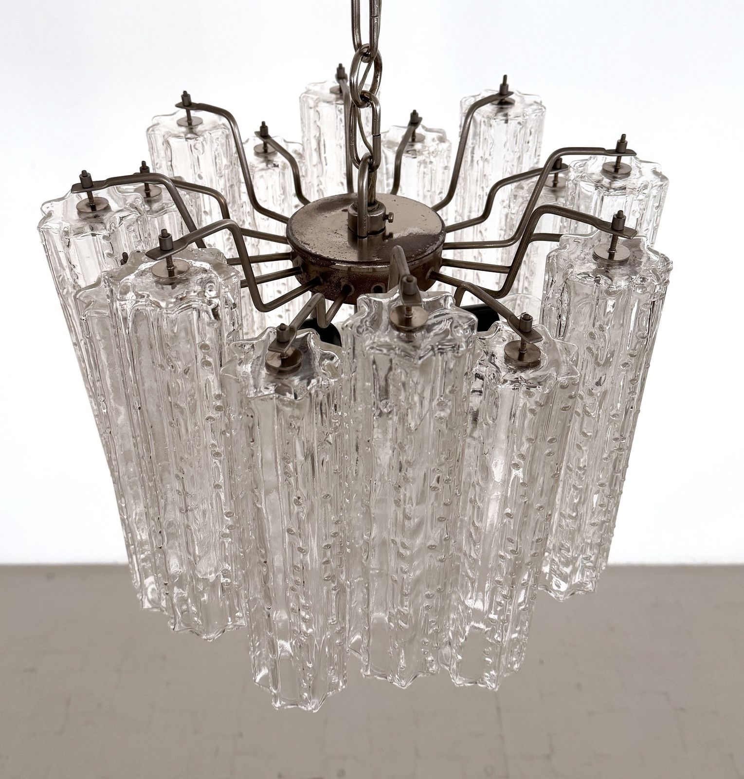 1380.0 Italian Midcentury Murano Glass Chandelier With 24 Glass Tubes, 1960s photo