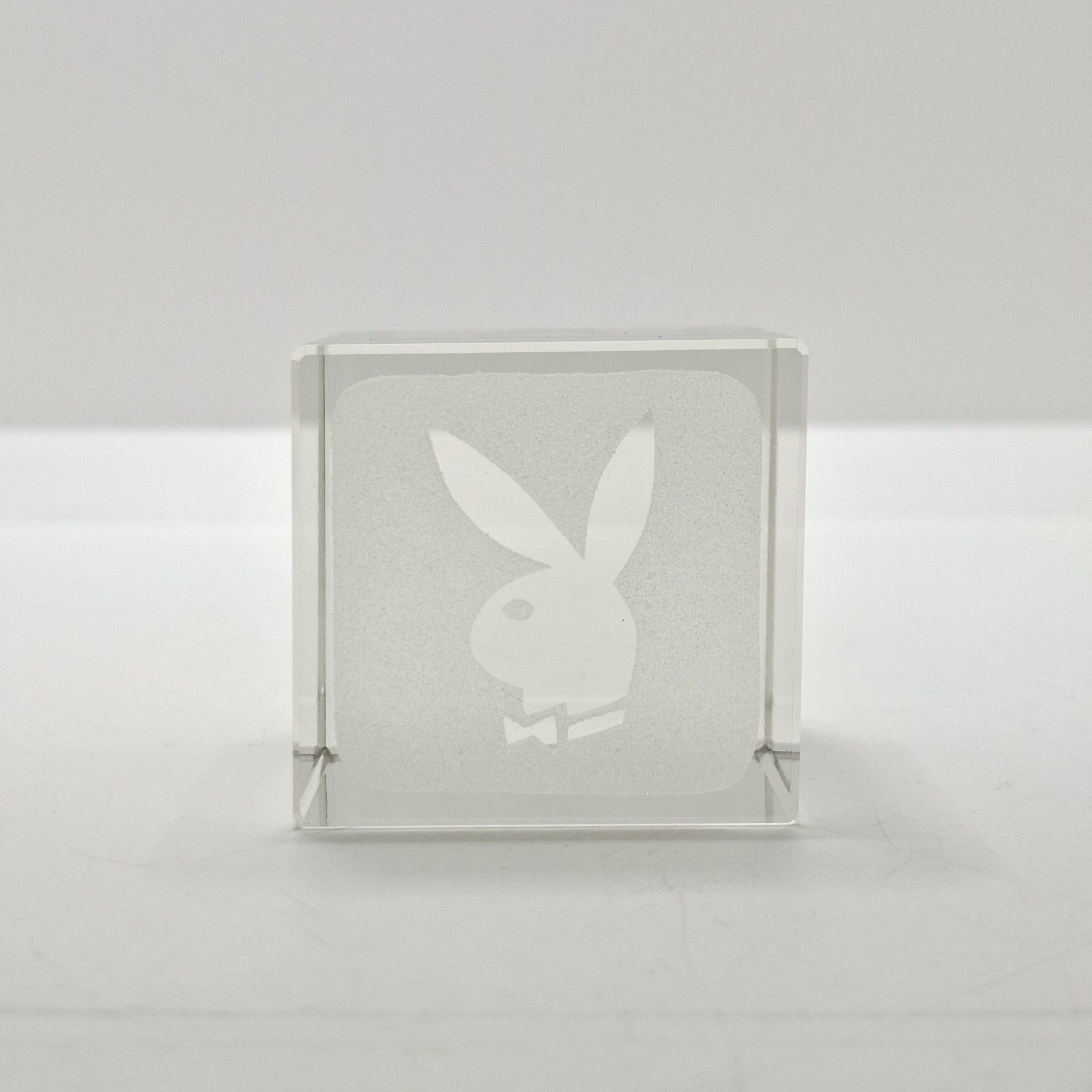 Mappin & Webb Playboy Club Paperweight Engraved Bunny Crystal Glass Boxed 1970s photo for sale