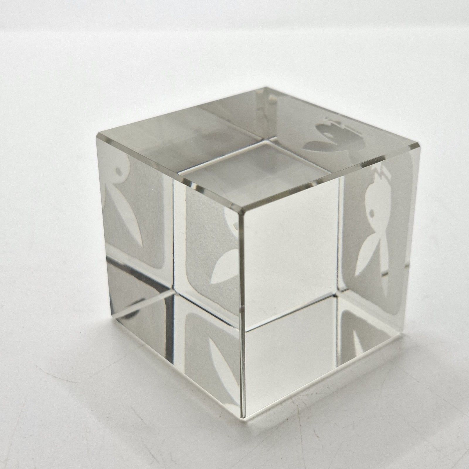 Mappin & Webb Playboy Club Paperweight Engraved Bunny Crystal Glass Boxed 1970s photo vinterior
