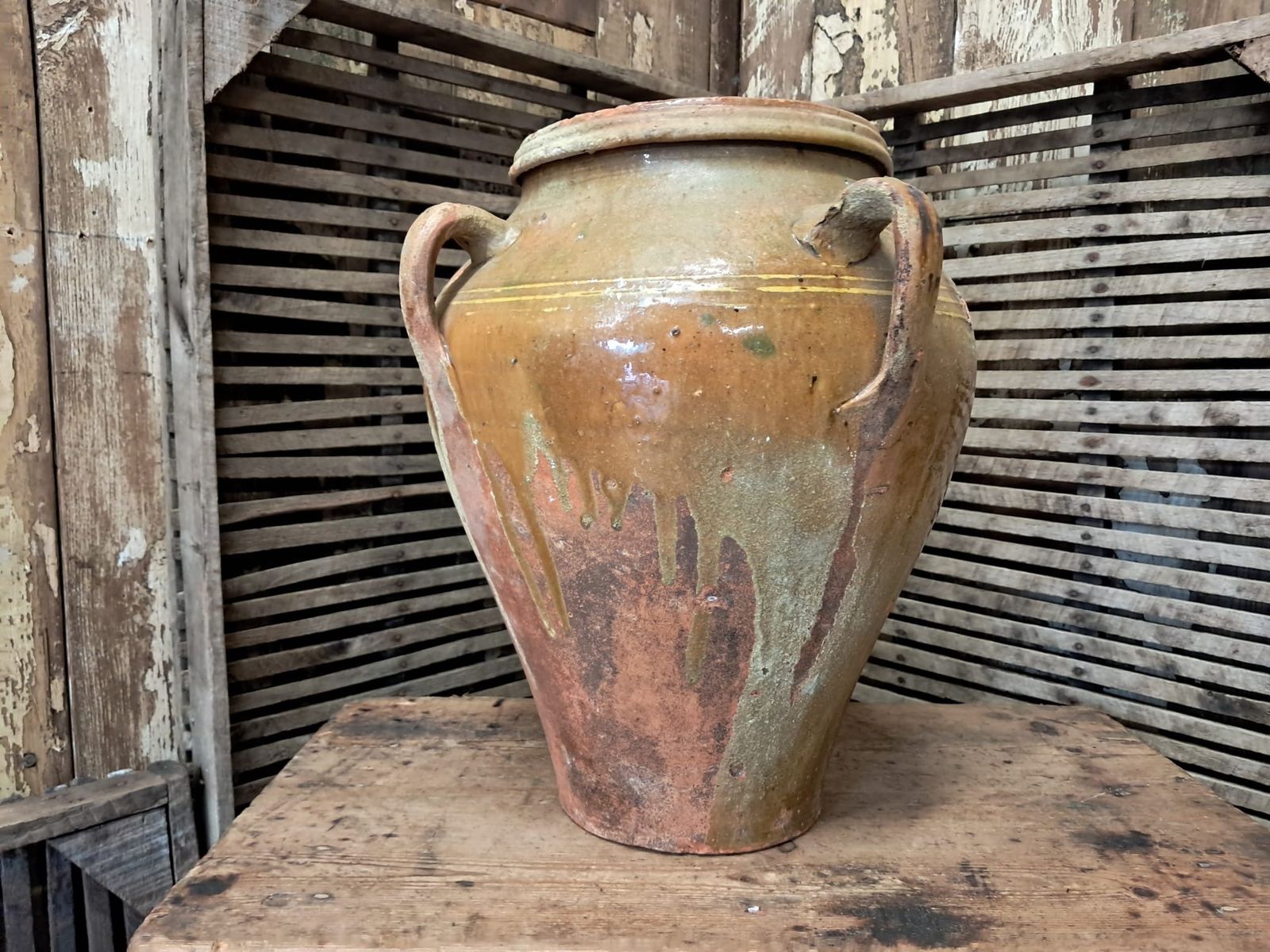 Small Spanish Olive Oil Pot, 19th Century