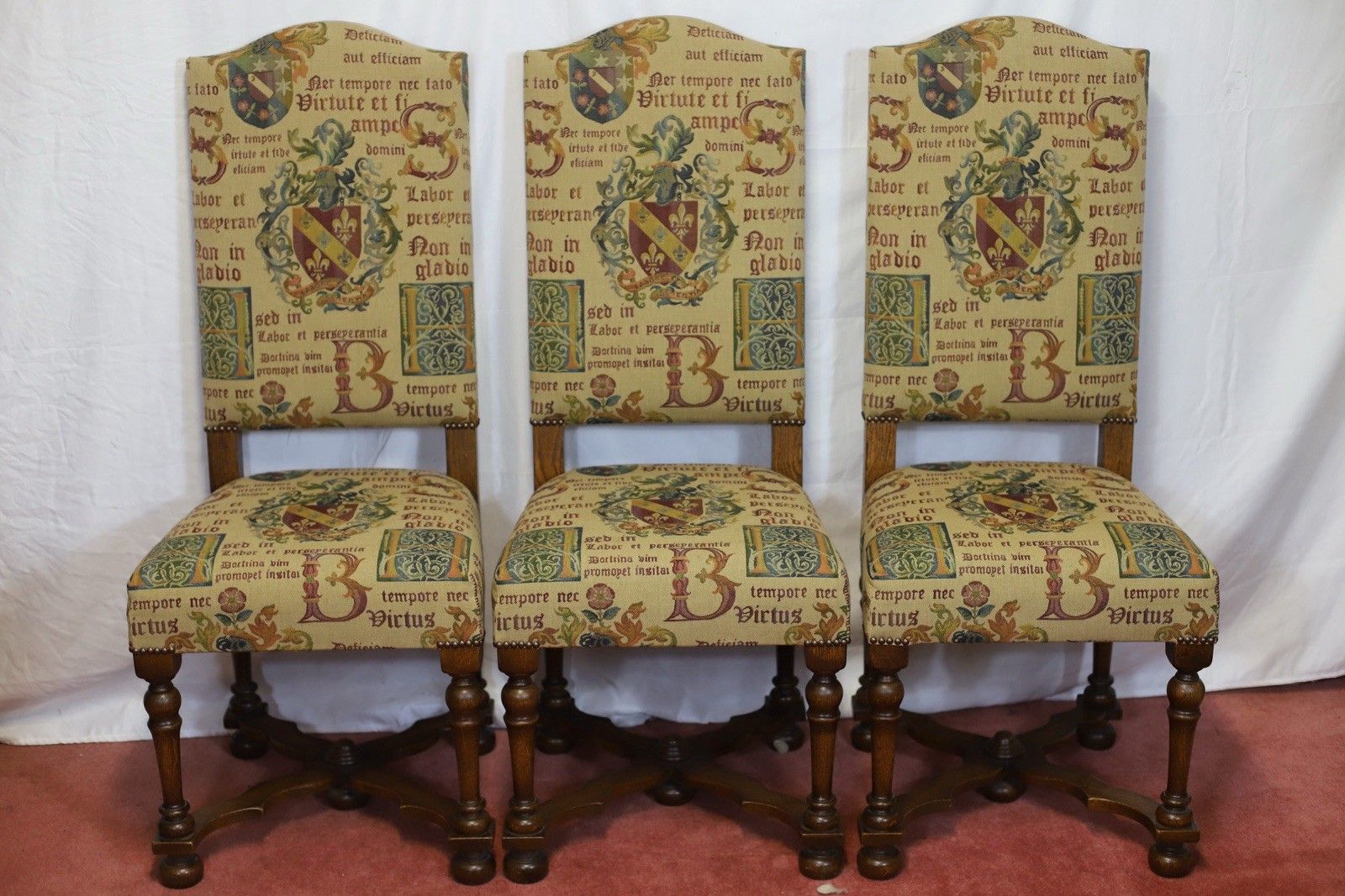 Taylor&Co Stunning Set Of Eight Oak Upholstered Dining Chairs photo Furniture