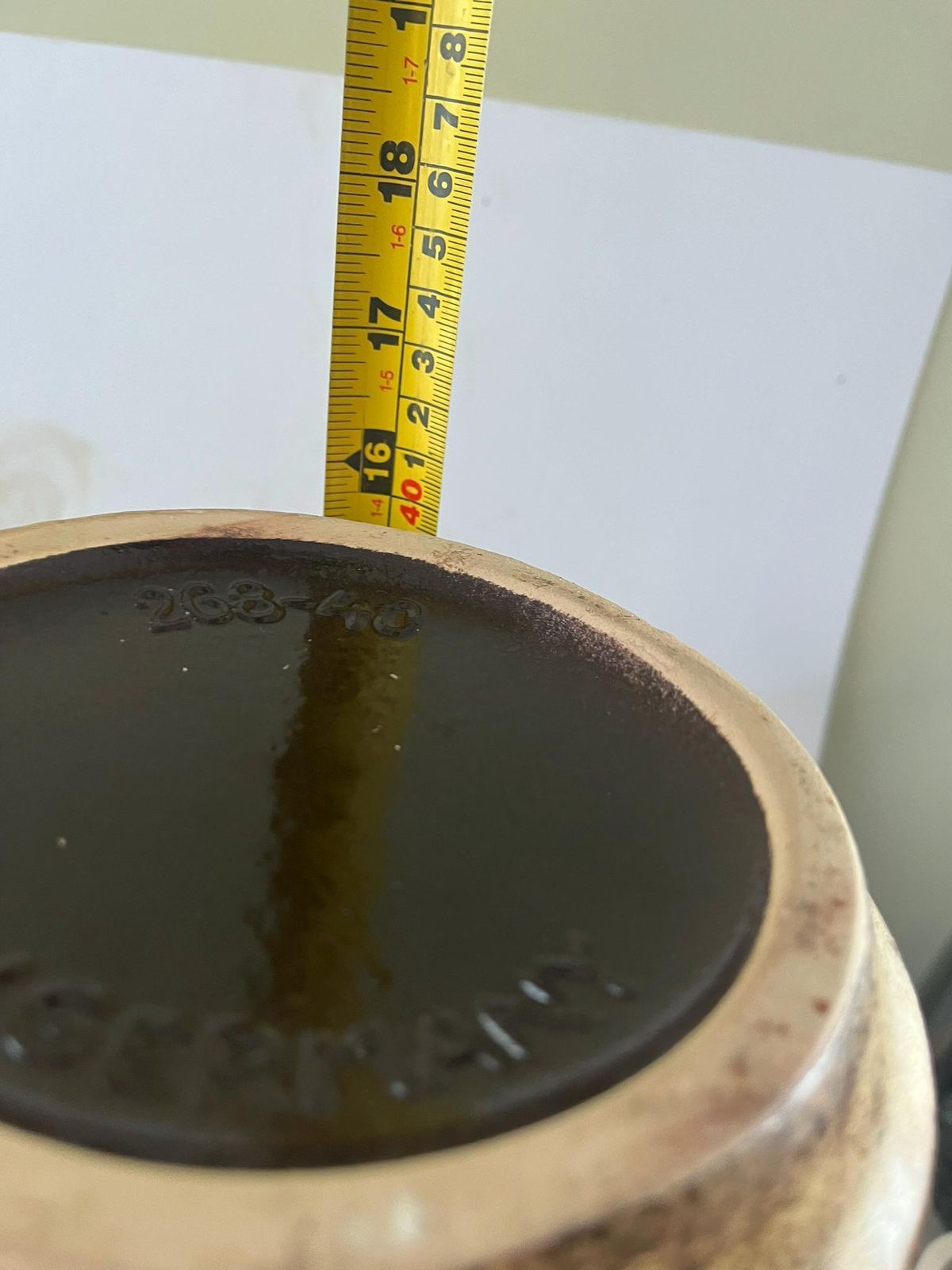 photo for sale Large Mid Century Scheurich White & Brown Glazed Ceramic West German Pottery Floor Vase