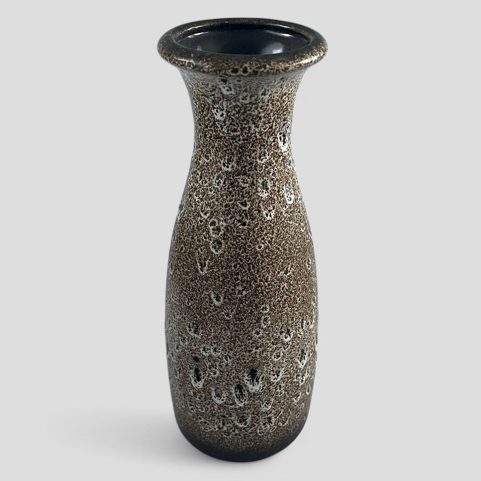Large Mid Century Scheurich Brown Glazed Ceramic Fat Lava West Germany Pottery Vase