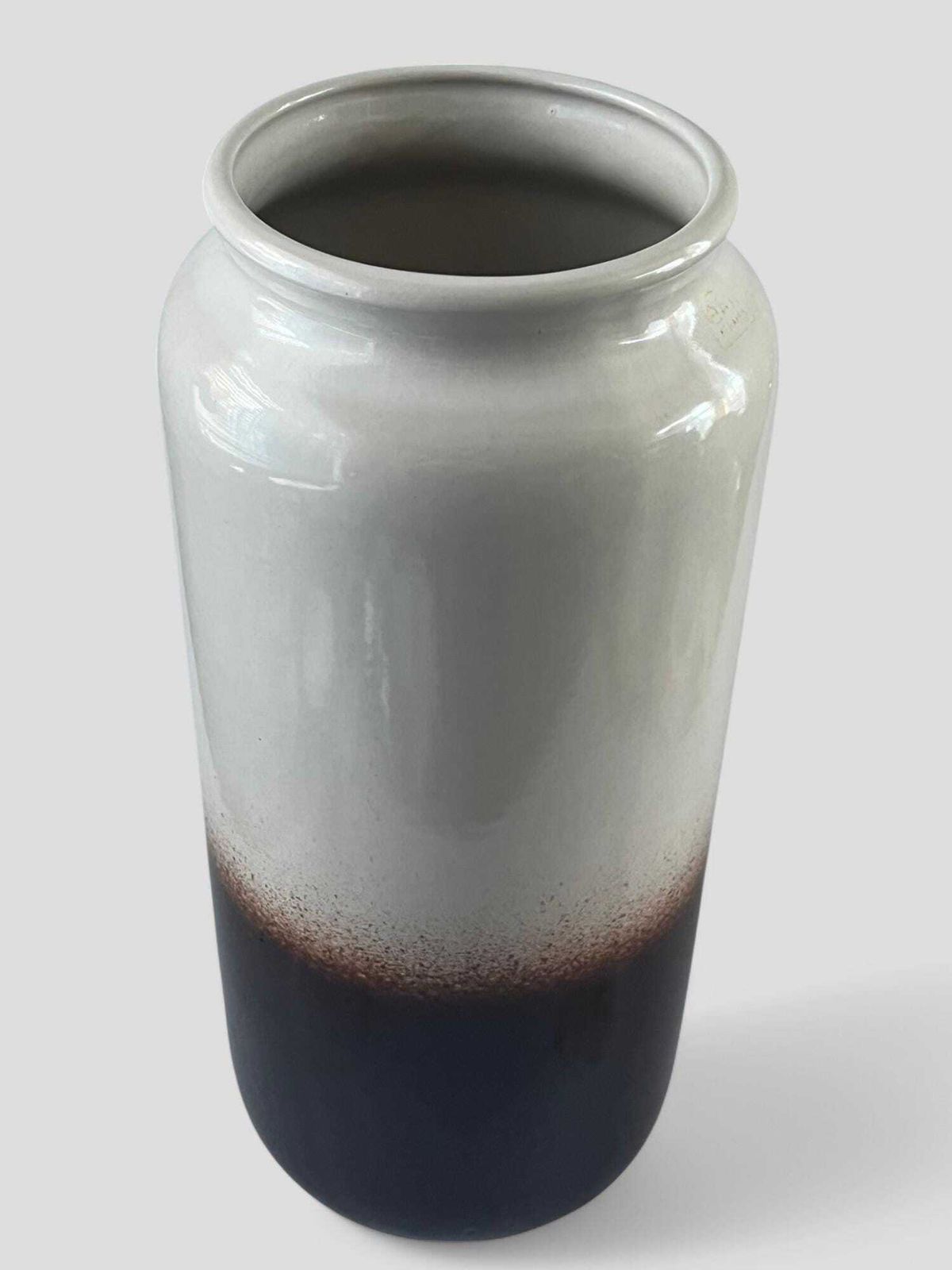Large Mid Century Bay Keramik White & Brown Glazed Ceramic Fat Lava West Germany Pottery Floor Vase photo furniture