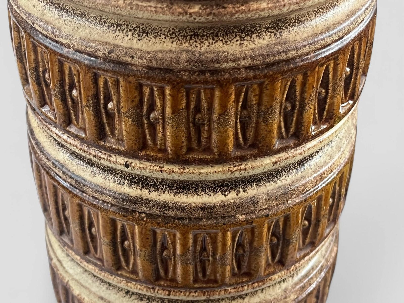 Mid Century Scheurich Brown Glazed Ceramic Fat Lava West Germany Pottery Vase photo vinterior