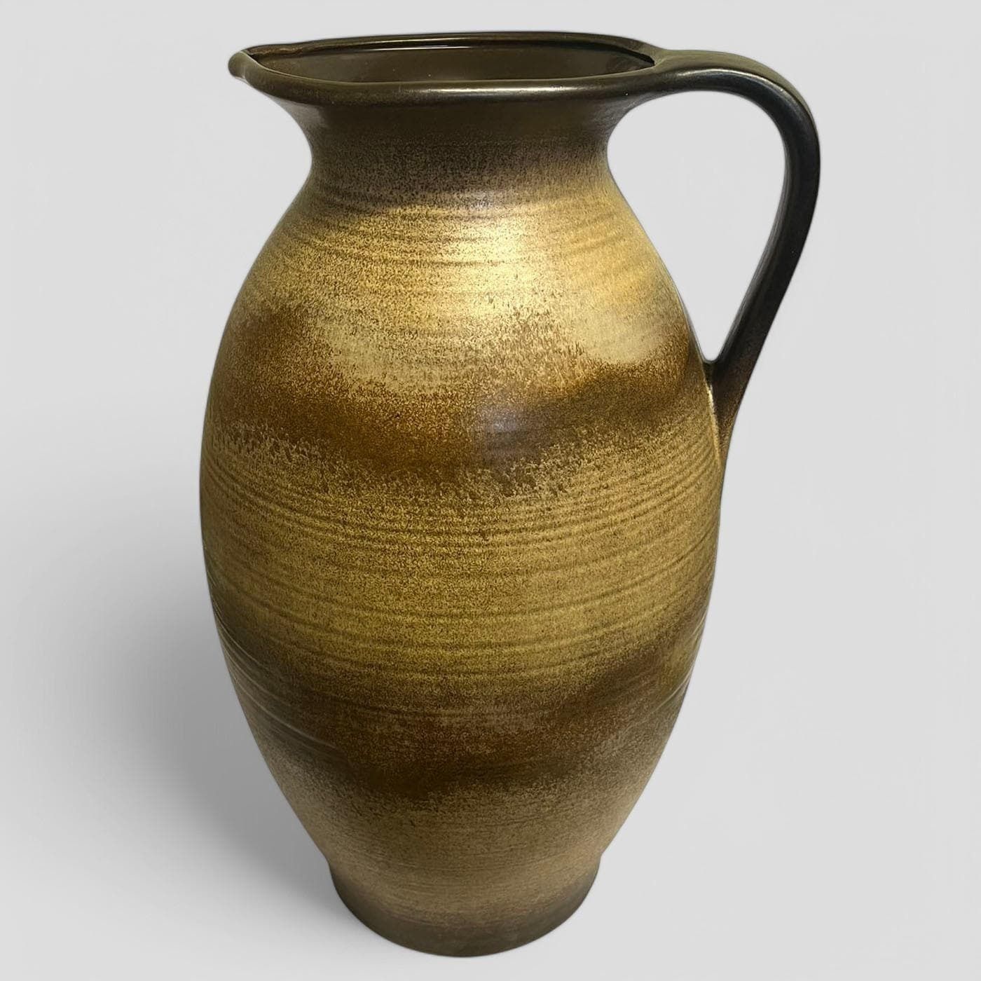 Large Mid Century Scheurich Brown Glazed Ceramic Fat Lava West Germany Pottery Vase / Jug 603 42