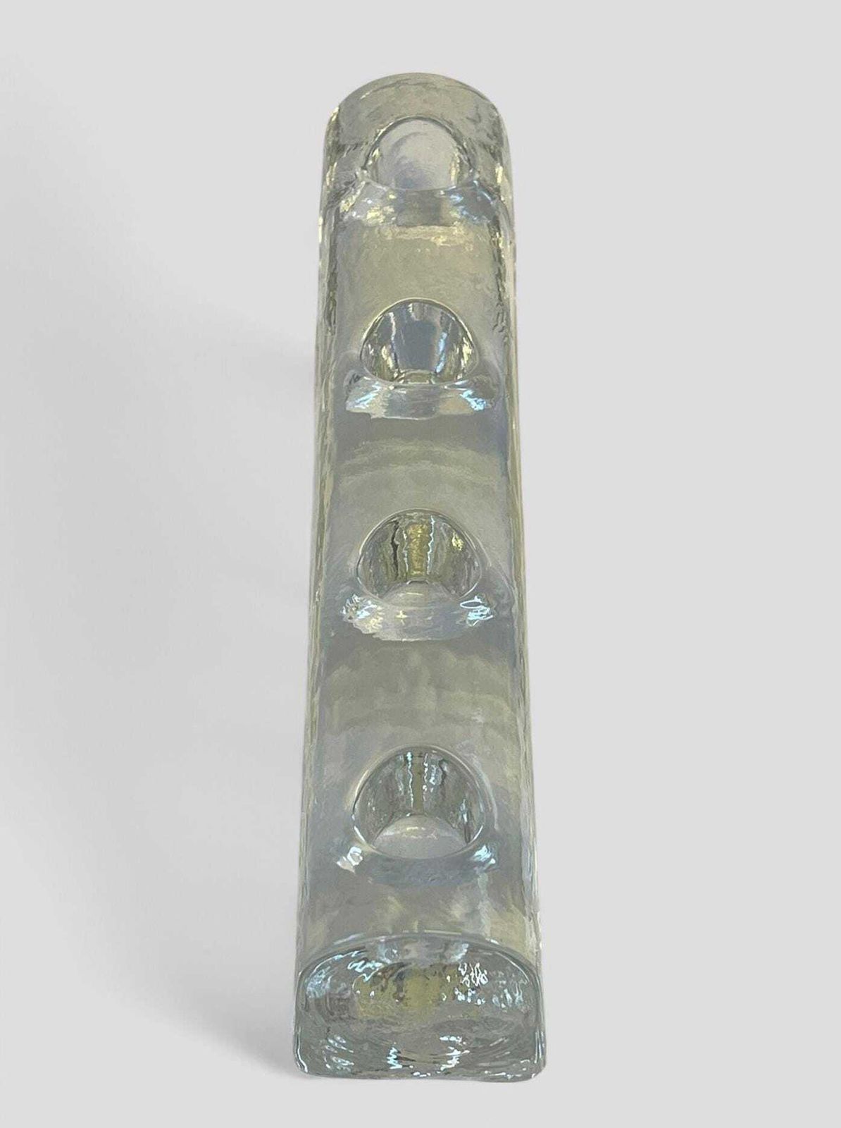 photo furniture Mid Century Swedish "Carved Ice" Domed Glass 4 Stick Candelabra Candle Holder By Pukeberg Sweden