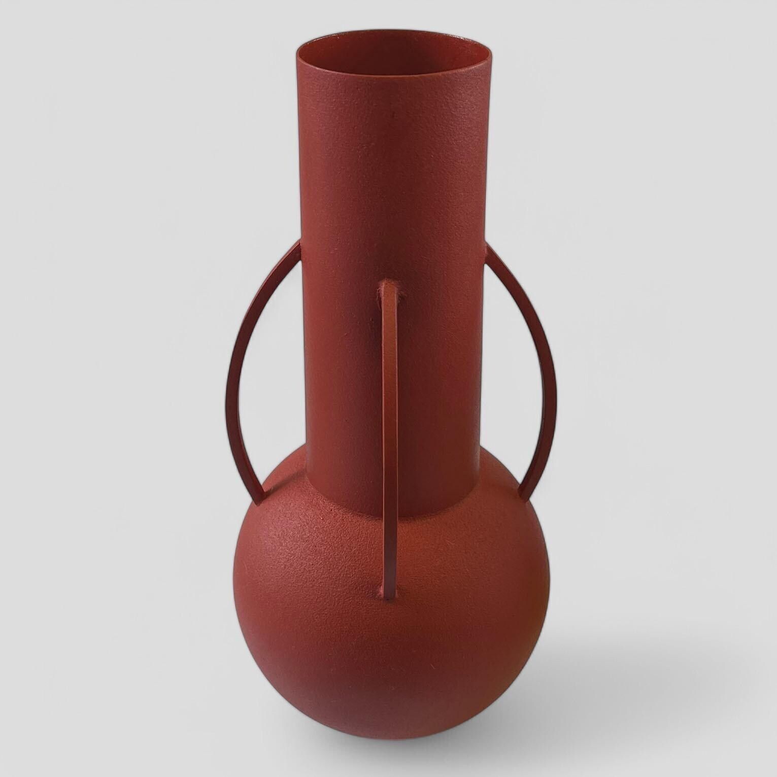 Pols Potten Roman Metal Vase In Red/Pink photo furniture
