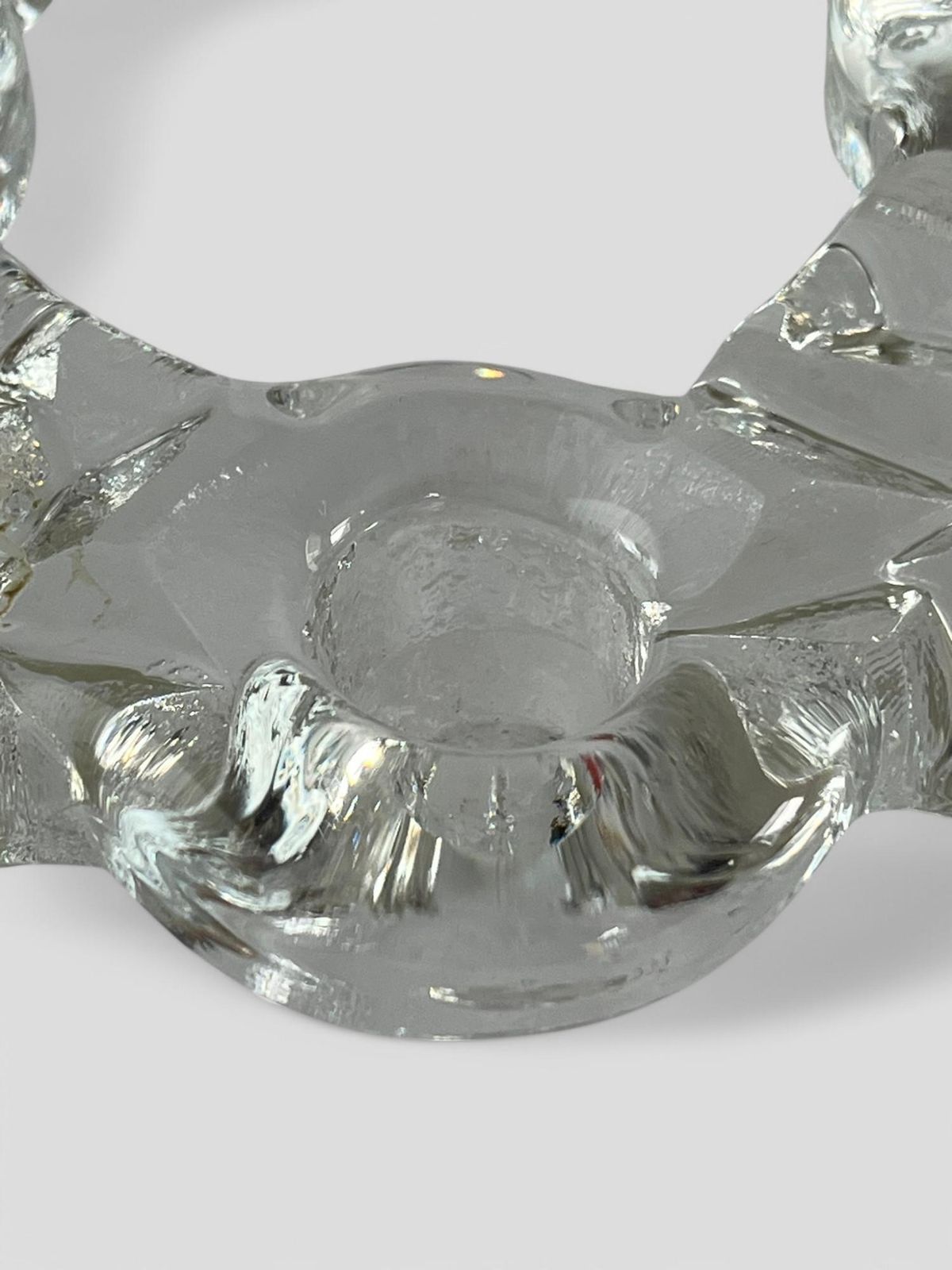 Mid Century Crystal Glass Candle Holder By Pukeberg Sweden photo buy