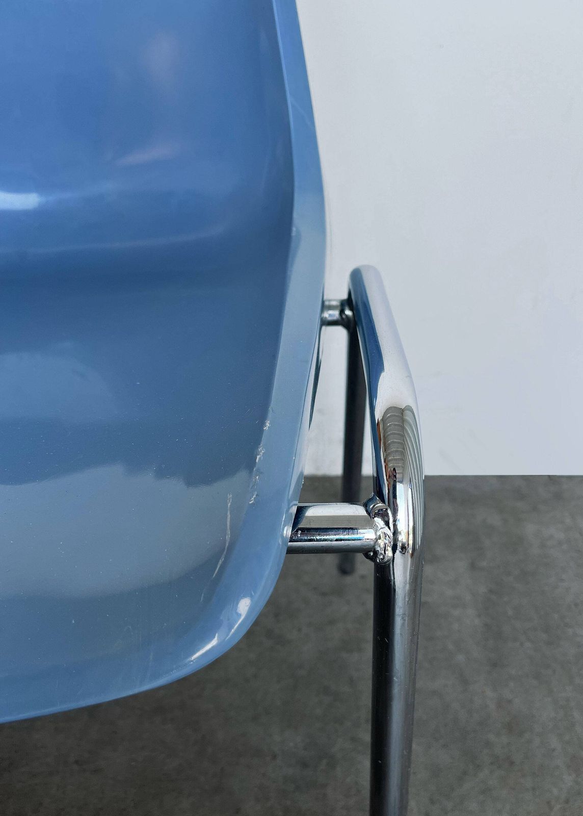 Vintage Mid Century Blue Helmut Starke Design Stacking Chairs By Primo Furniture (Eight Available) photo vintage