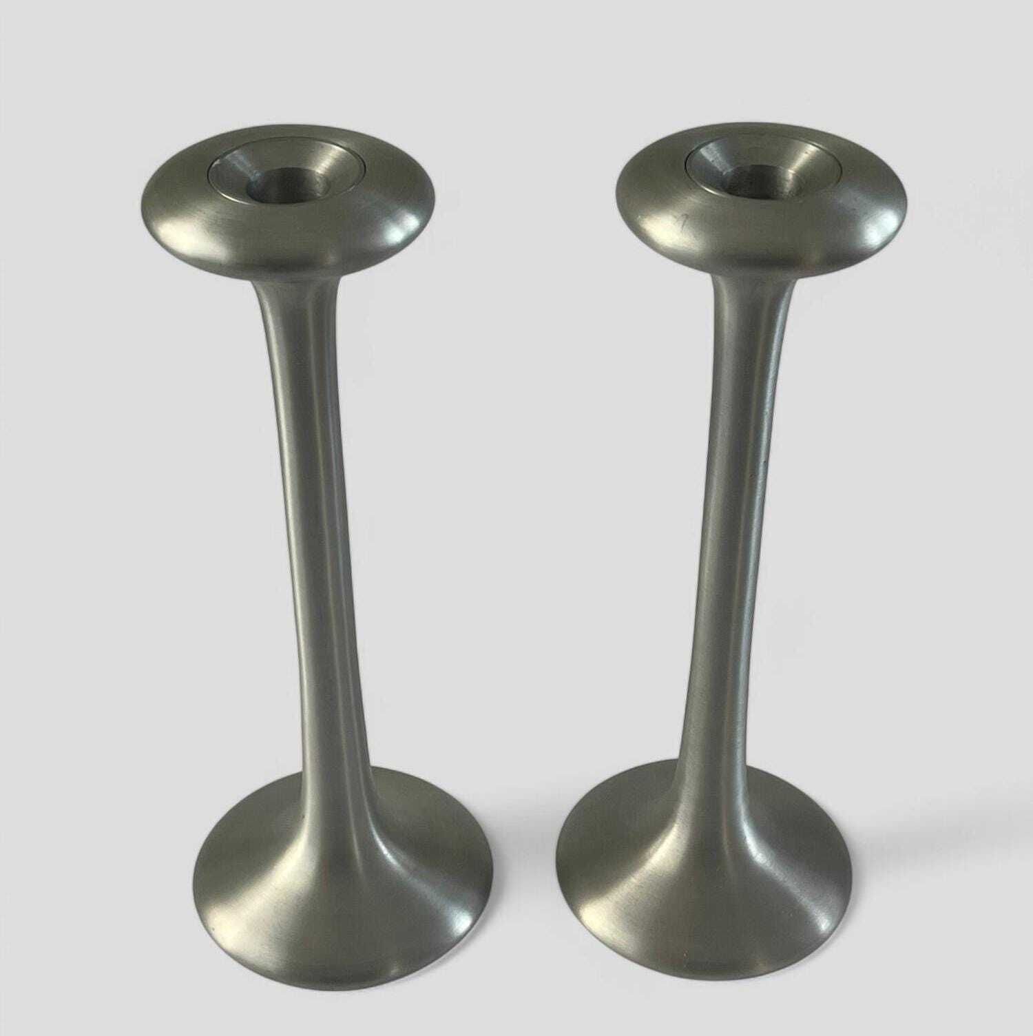 Pair Of Vintage 1990's Ikea Kagla Metal Candlesticks By Carl Ojerstam photo for sale