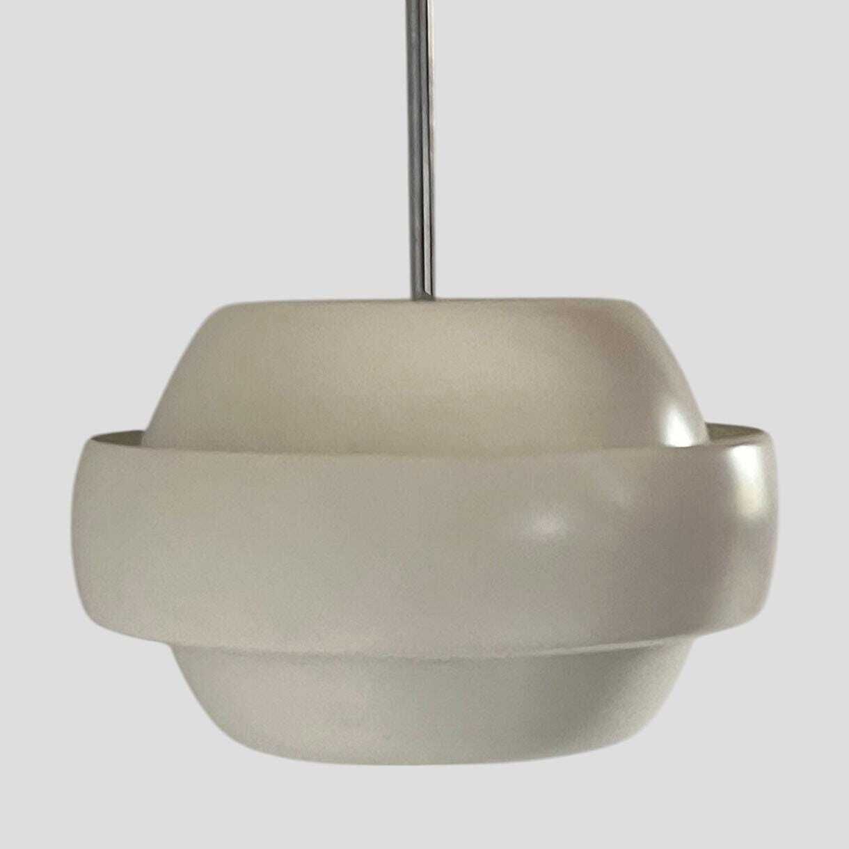 Mid Century Modern Danish White Metal Ceiling Pendant Light 'Viva' By Herstal Denmark photo vinterior