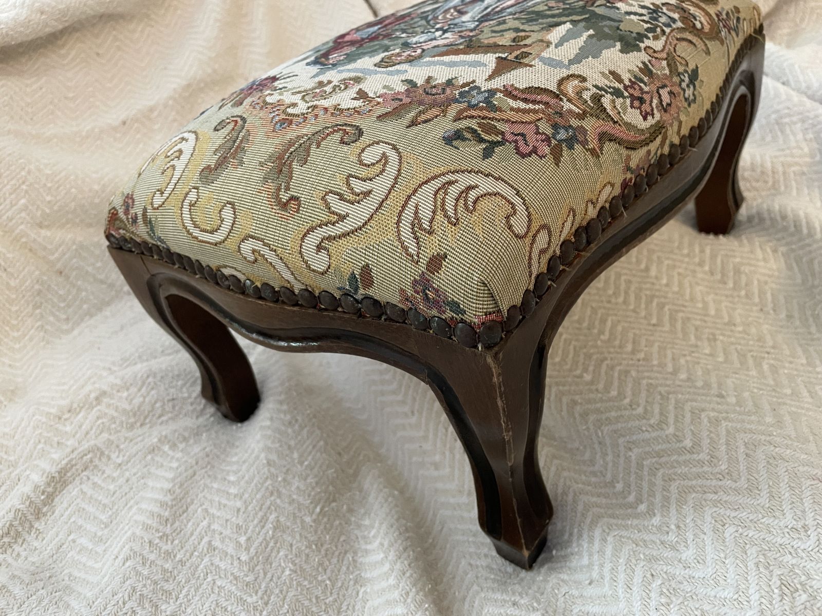 Vintage Prince And Princess Tapestry Footstool