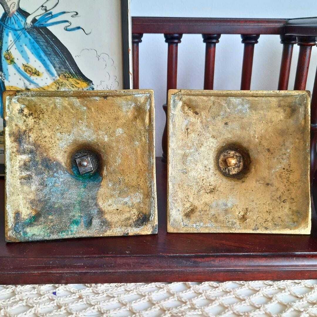 Antique Victorian Brass Candlesticks In The Gothic Revival Style, Ornate Brass Candle Holders photo 55.0