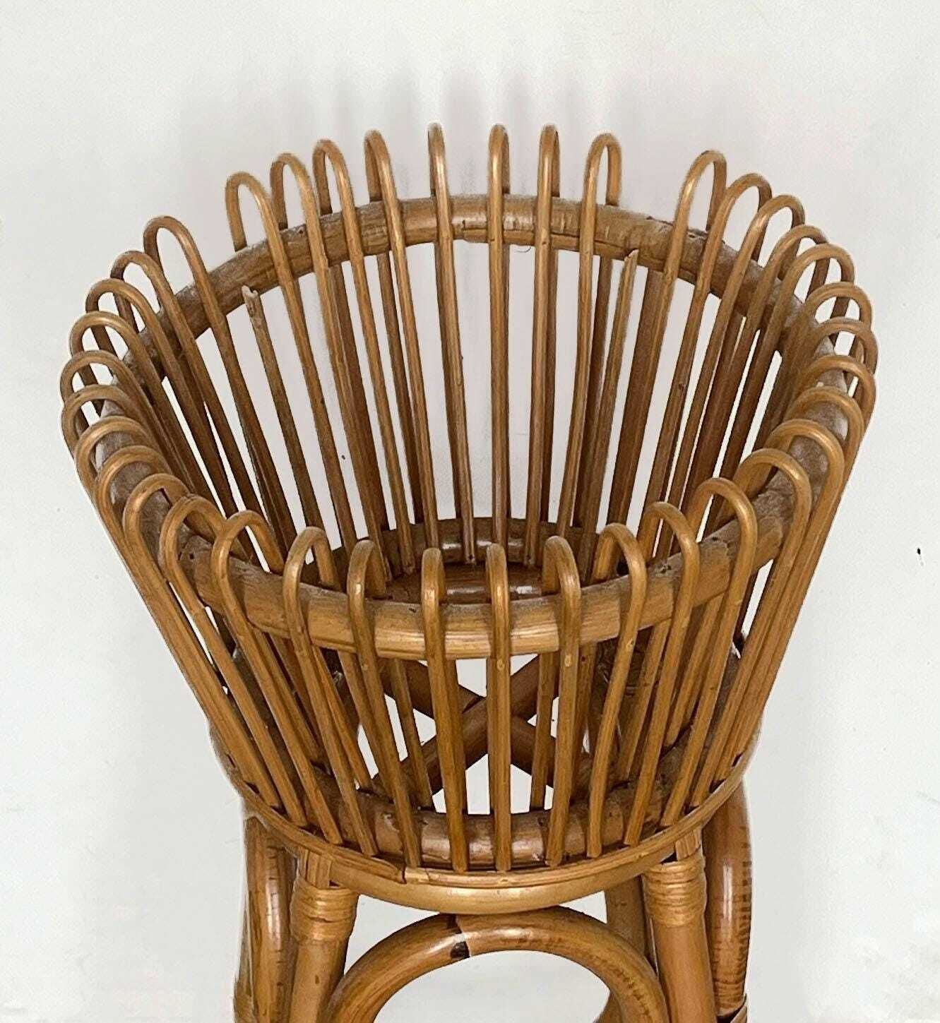 Rare Italian Franco Albini Style Mid Century Bamboo Plant Holder photo Home Decor