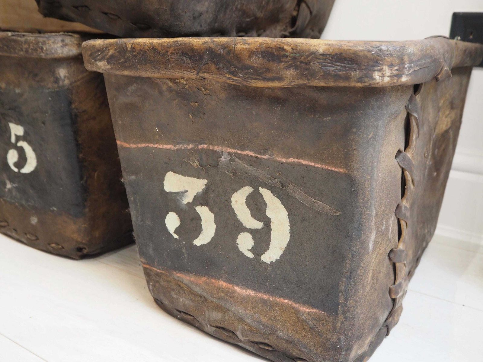 Antique Vintage 19th Century Buffalo Rawhide Mill Bucket / Industrial Factory Bin (Sold Individually) photo buy