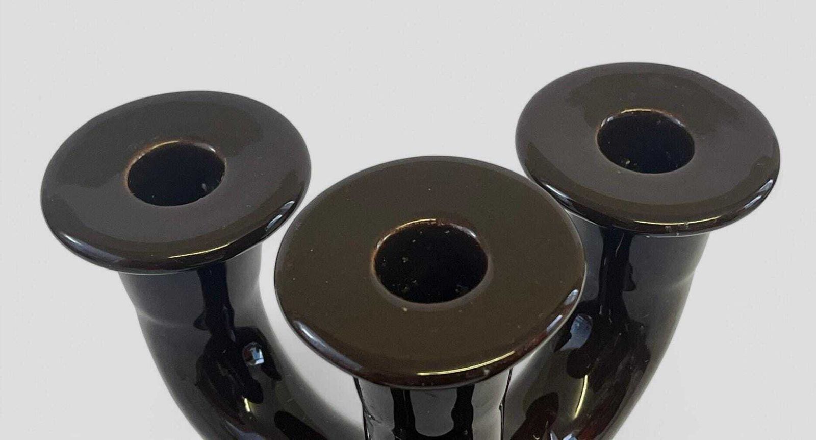 Mid Century Danish Glazed Brown Ceramic Candelabra / Candle Holder By Märta Grunditz For Guldroken Hjo Sweden photo 114.0