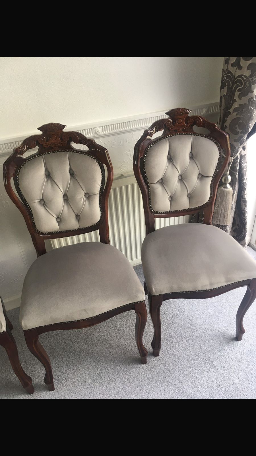 Dining Table With 6 Chairs. Reduced! Italian Inspired Design Upholstered In Grey photo vinterior