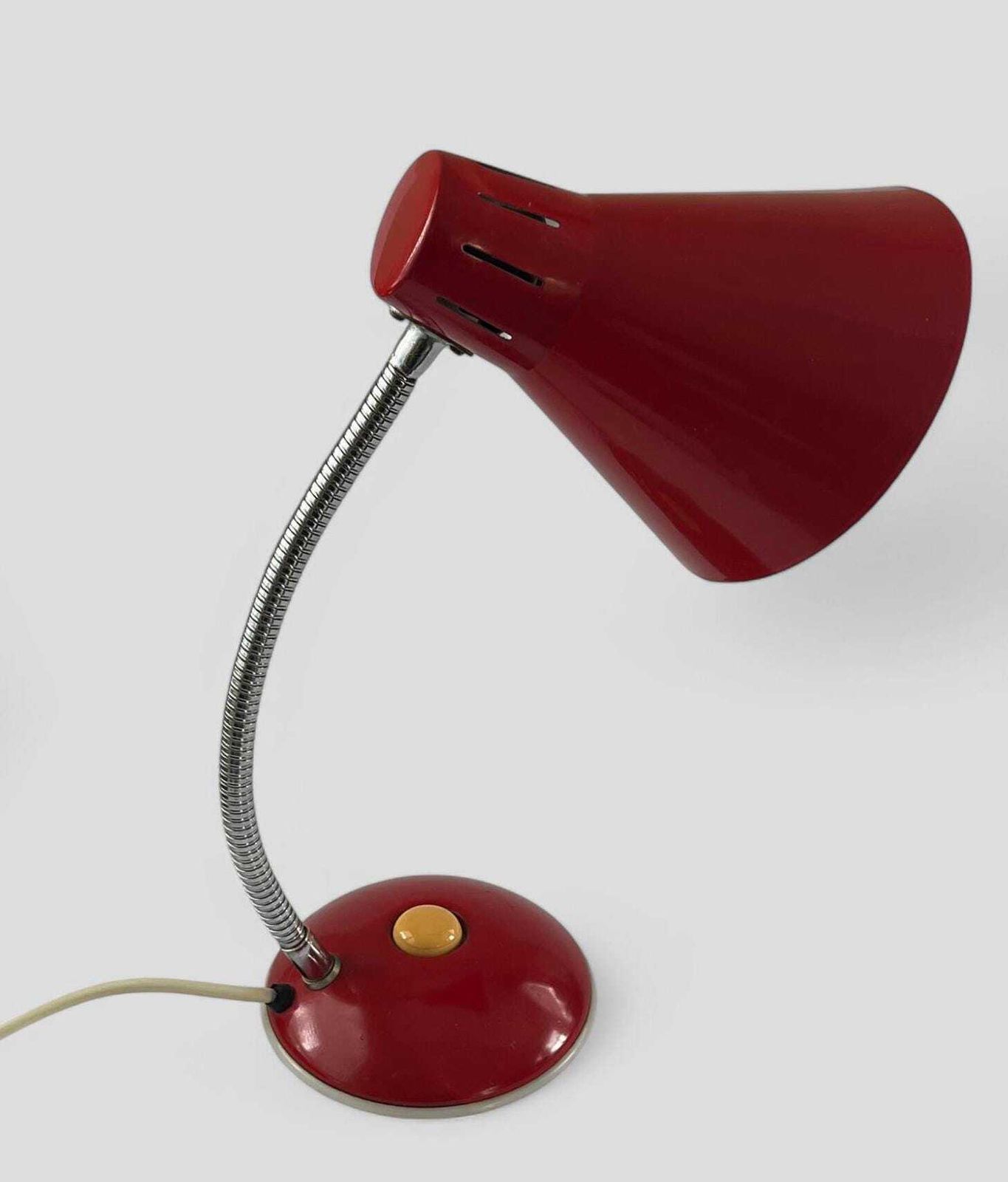 Vintage Mid Century Atomic Style Red Metal Gooseneck Desk Lamp photo 180.0