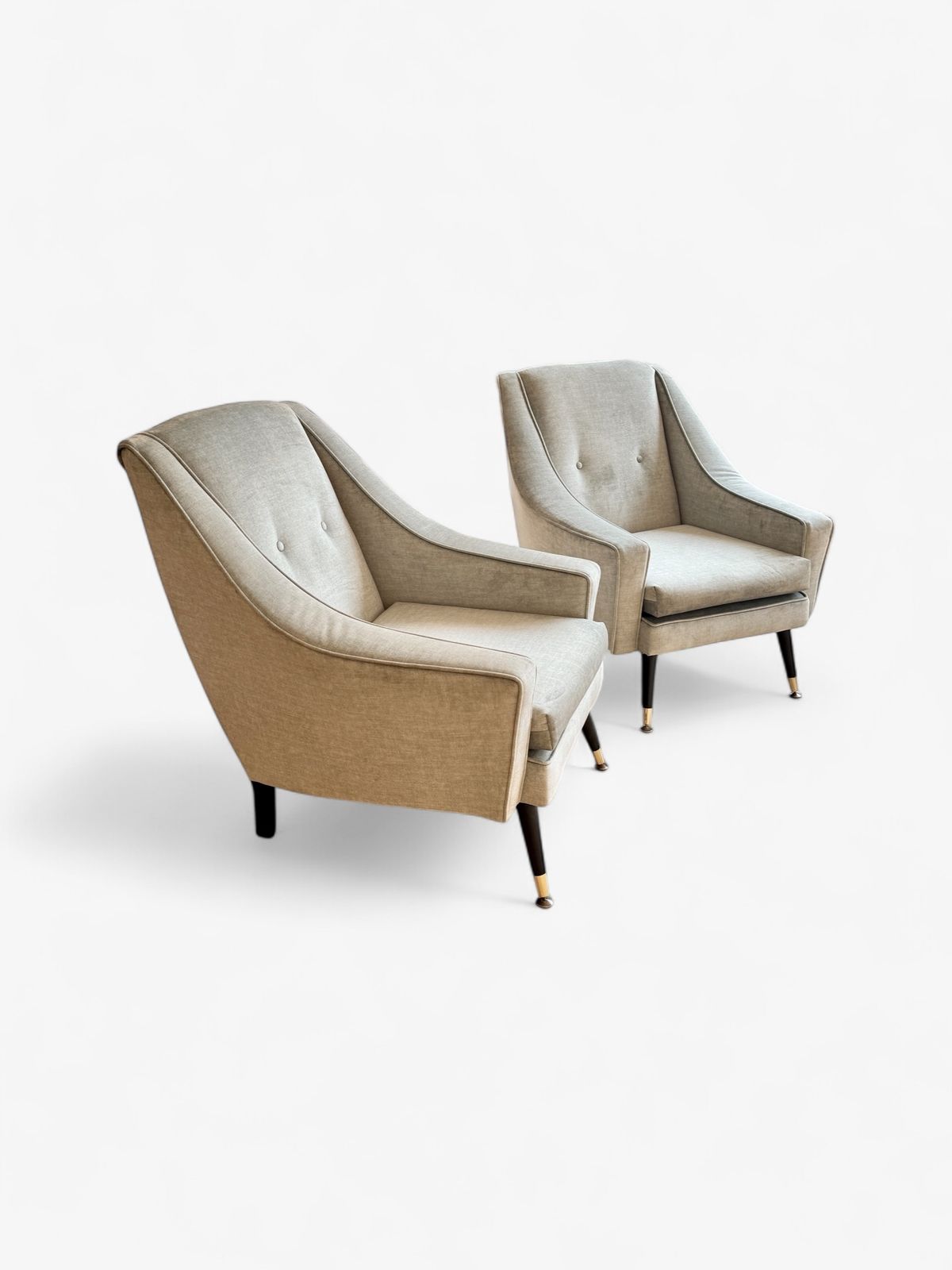 A Set Of Two Danish Armchairs Re Upholstered In A Powder Blue Wool Cover, Denmark 1960's photo furniture