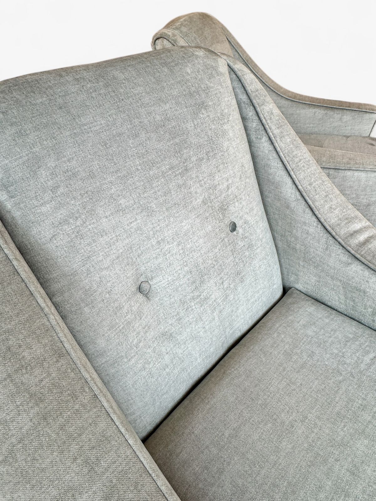 A Set Of Two Danish Armchairs Re Upholstered In A Powder Blue Wool Cover, Denmark 1960's photo vintage